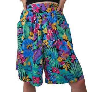 Vintage 80s Lady Lloyd Tropical Hawaiian Floral Shorts